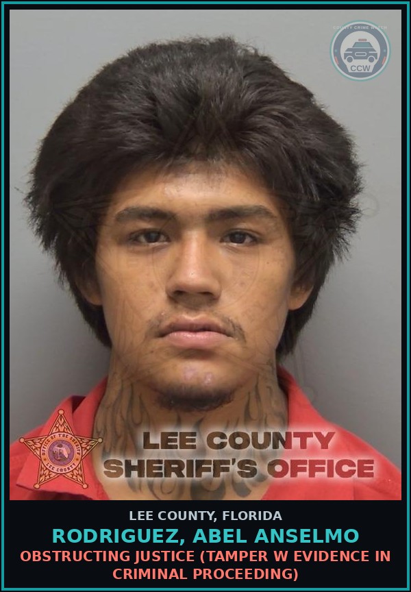 Booking mugshot of RODRIGUEZ, ABEL ANSELMO in Lee County