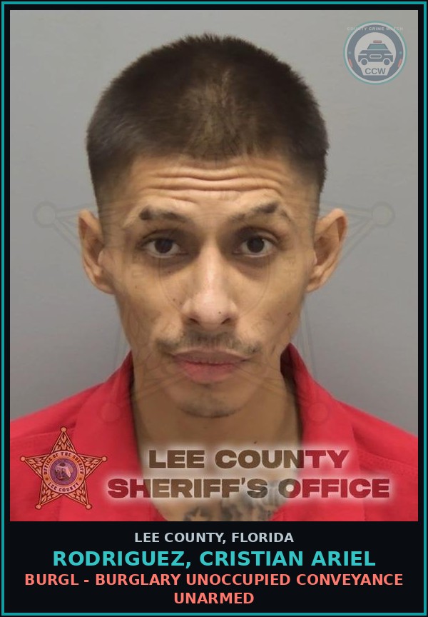 Booking mugshot of RODRIGUEZ, CRISTIAN ARIEL in Lee County