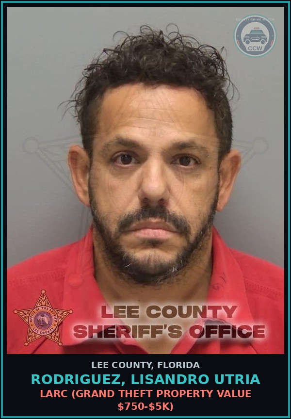 Booking mugshot of RODRIGUEZ, LISANDRO UTRIA in Lee County