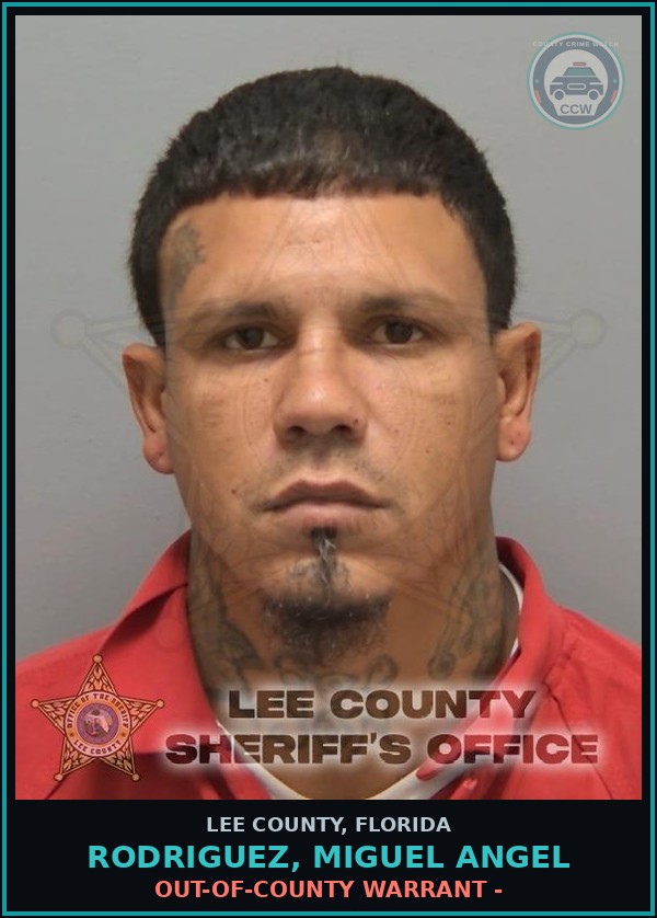 Booking mugshot of RODRIGUEZ, MIGUEL ANGEL in Lee County