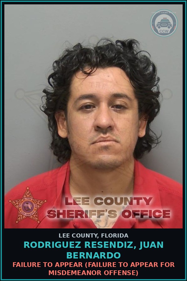 Booking mugshot of RODRIGUEZ RESENDIZ, JUAN BERNARDO in Lee County