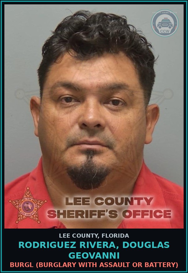 Booking mugshot of RODRIGUEZ RIVERA, DOUGLAS GEOVANNI in Lee County