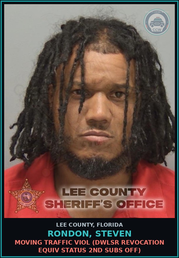Booking mugshot of RONDON, STEVEN in Lee County