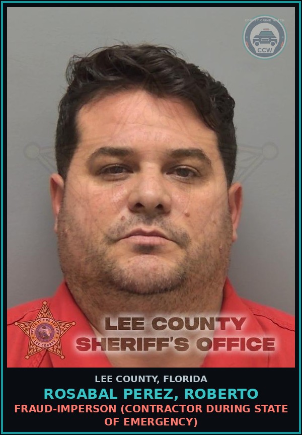 Booking mugshot of ROSABAL PEREZ, ROBERTO in Lee County
