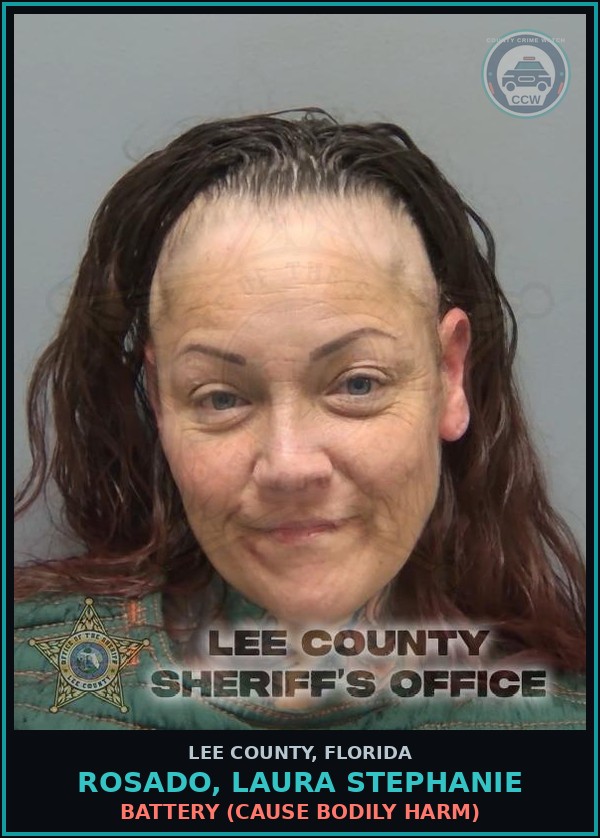 Booking mugshot of ROSADO, LAURA STEPHANIE in Lee County