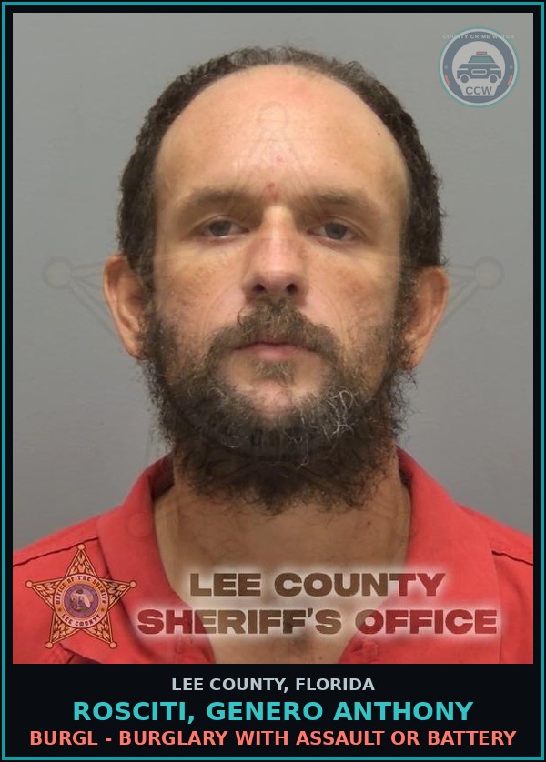 Booking mugshot of ROSCITI, GENERO ANTHONY in Lee County