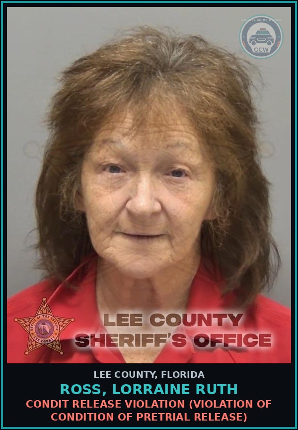 Booking mugshot of ROSS, LORRAINE RUTH in Lee County