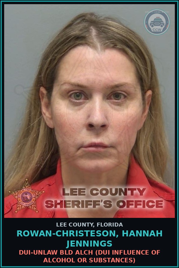 Booking mugshot of ROWAN-CHRISTESON, HANNAH JENNINGS in Lee County