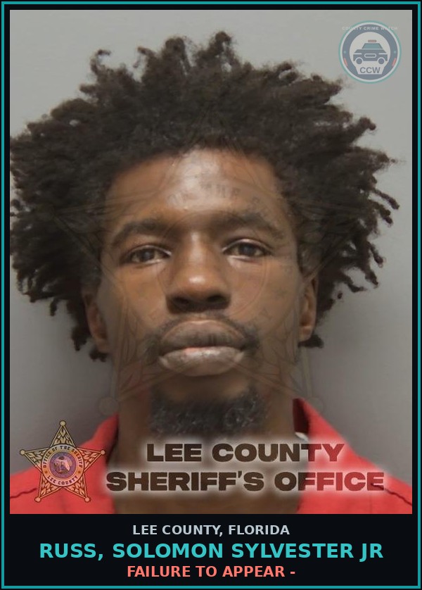 Booking mugshot of RUSS, SOLOMON SYLVESTER JR in Lee County