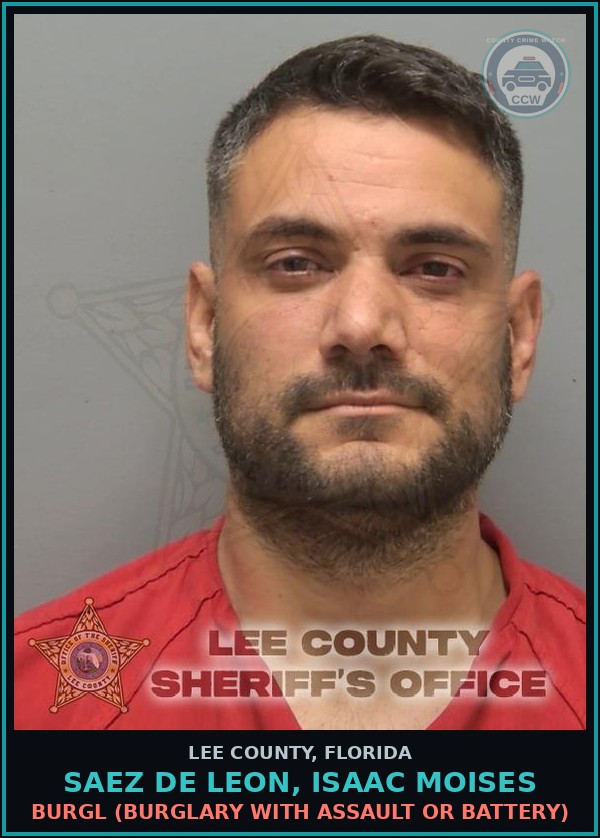 Booking mugshot of SAEZ DE LEON, ISAAC MOISES in Lee County