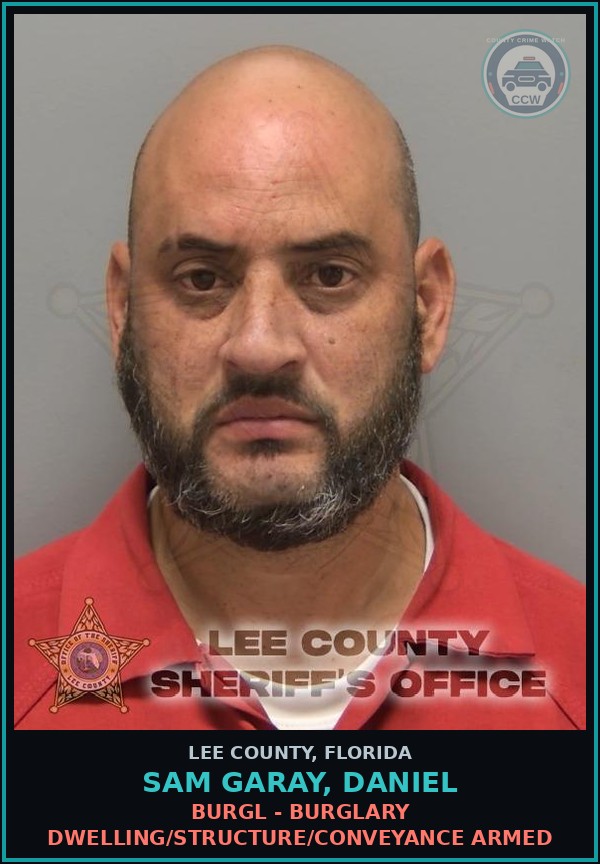 Booking mugshot of SAM GARAY, DANIEL in Lee County