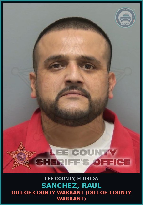 Booking mugshot of SANCHEZ, RAUL in Lee County