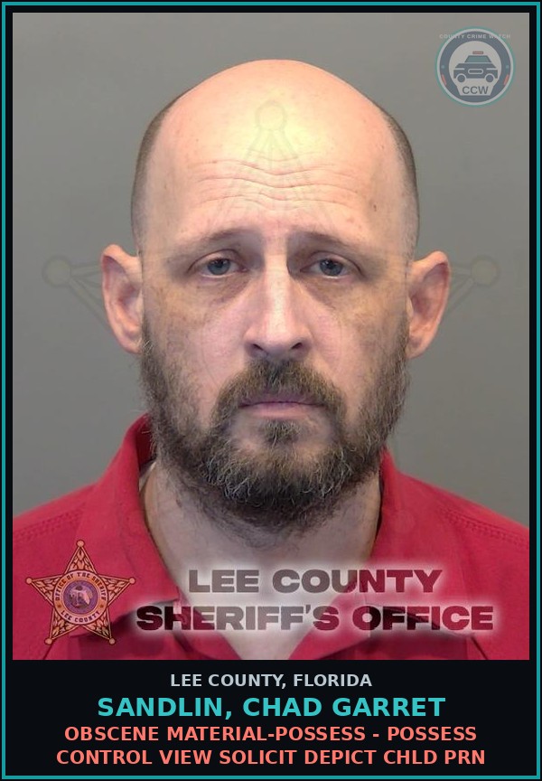 Booking mugshot of SANDLIN, CHAD GARRET in Lee County