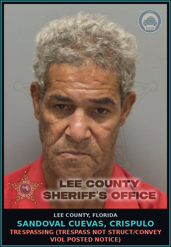 Booking mugshot of SANDOVAL CUEVAS, CRISPULO in Lee County