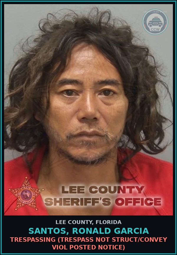 Booking mugshot of SANTOS, RONALD GARCIA in Lee County