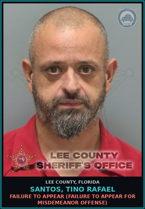 Booking mugshot of SANTOS, TINO RAFAEL in Lee County