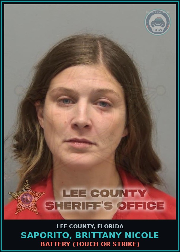 Booking mugshot of SAPORITO, BRITTANY NICOLE in Lee County
