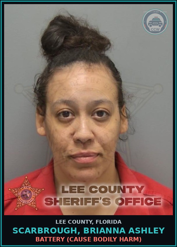 Booking mugshot of SCARBROUGH, BRIANNA ASHLEY in Lee County