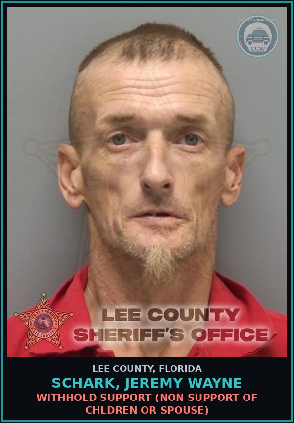 Booking mugshot of SCHARK, JEREMY WAYNE in Lee County