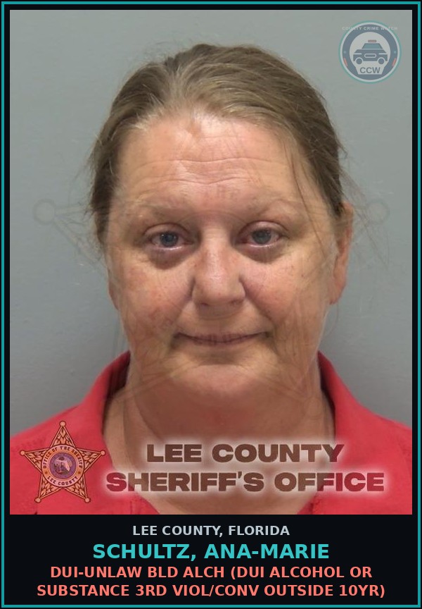 Booking mugshot of SCHULTZ, ANA-MARIE in Lee County