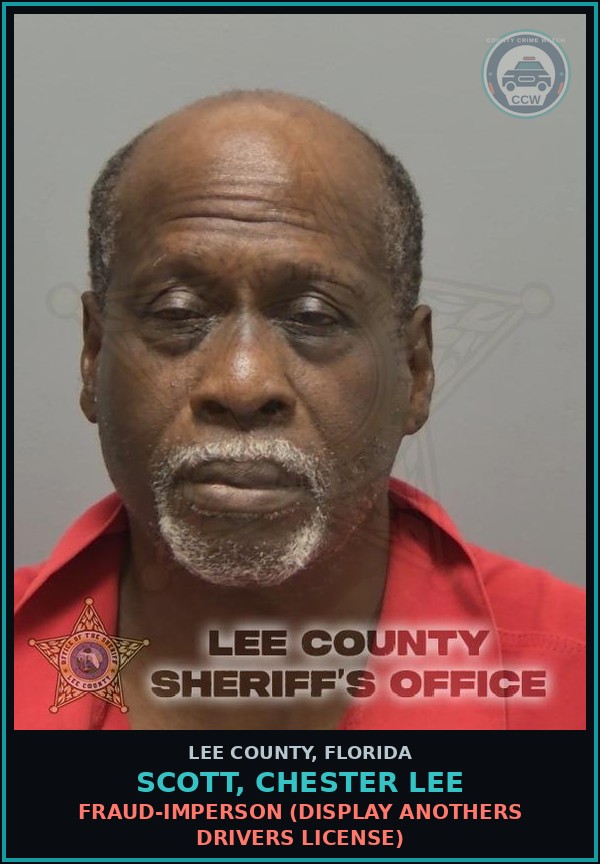 Booking mugshot of SCOTT, CHESTER LEE in Lee County