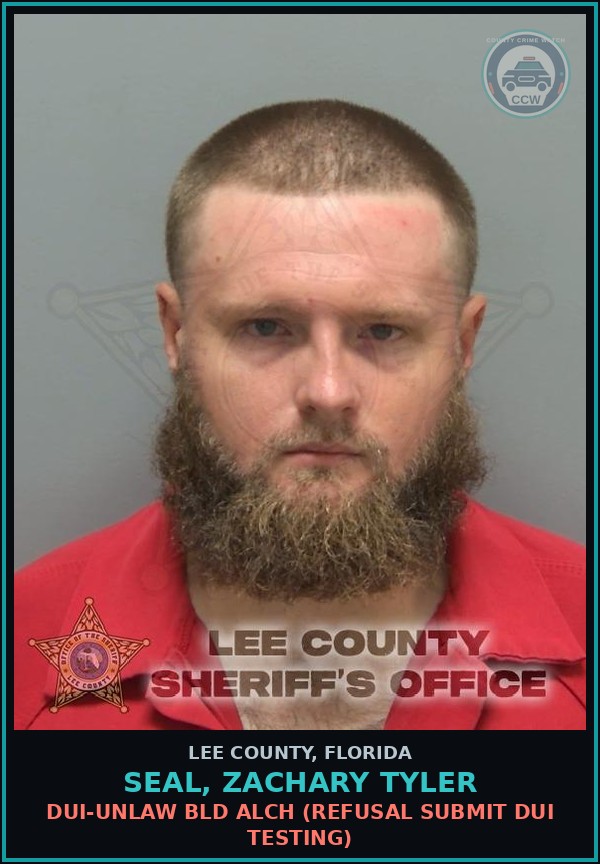 Booking mugshot of SEAL, ZACHARY TYLER in Lee County