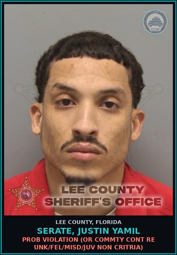 Booking mugshot of SERATE, JUSTIN YAMIL in Lee County