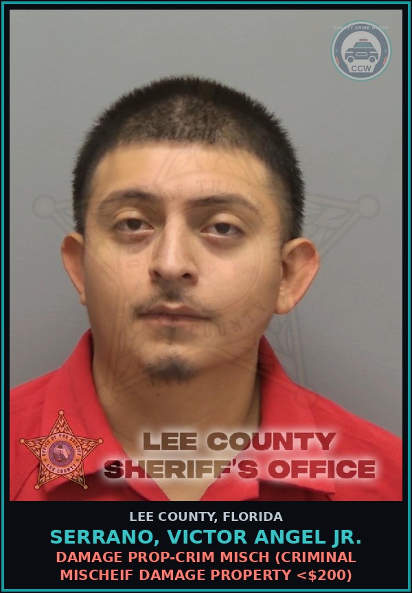 Booking mugshot of SERRANO, VICTOR ANGEL JR. in Lee County