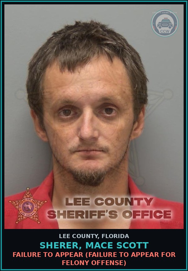 Booking mugshot of SHERER, MACE SCOTT in Lee County