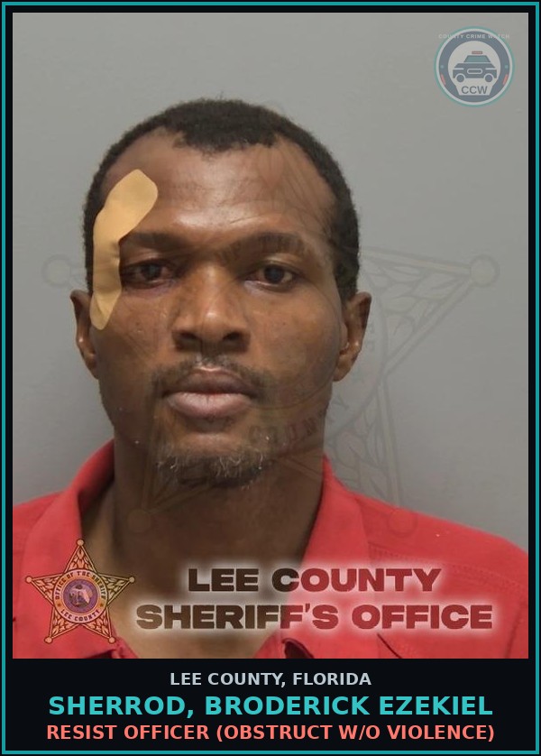 Booking mugshot of SHERROD, BRODERICK EZEKIEL in Lee County
