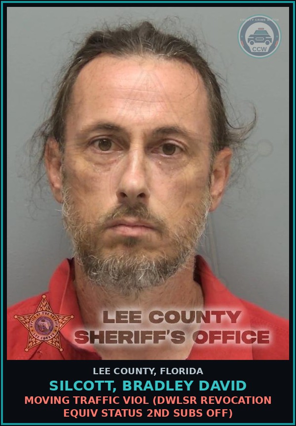 Booking mugshot of SILCOTT, BRADLEY DAVID in Lee County