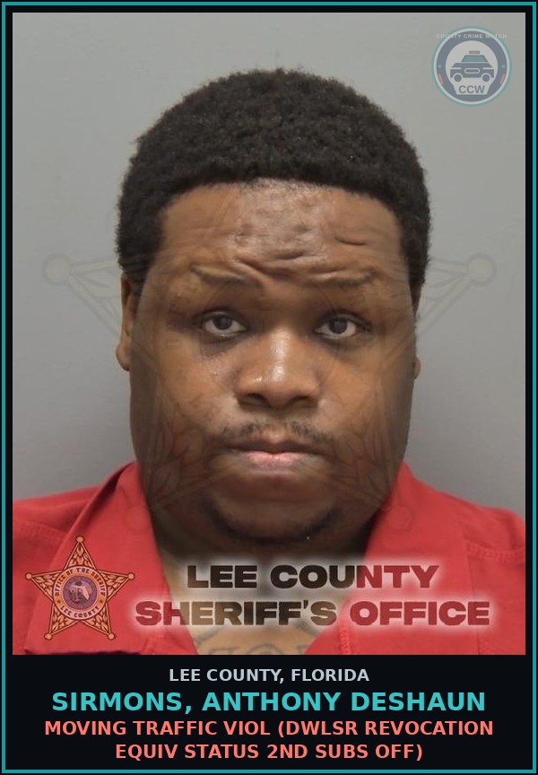 Booking mugshot of SIRMONS, ANTHONY DESHAUN in Lee County