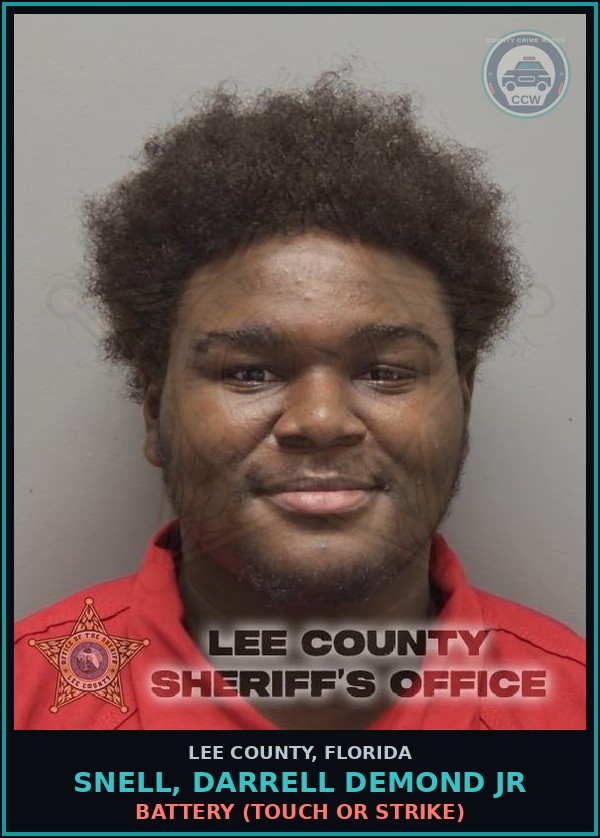 Booking mugshot of SNELL, DARRELL DEMOND JR in Lee County