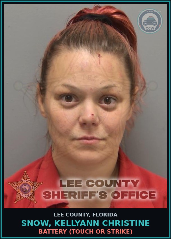 Booking mugshot of SNOW, KELLYANN CHRISTINE in Lee County