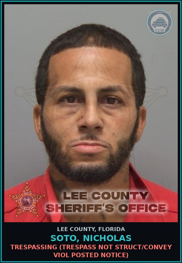 Booking mugshot of SOTO, NICHOLAS in Lee County