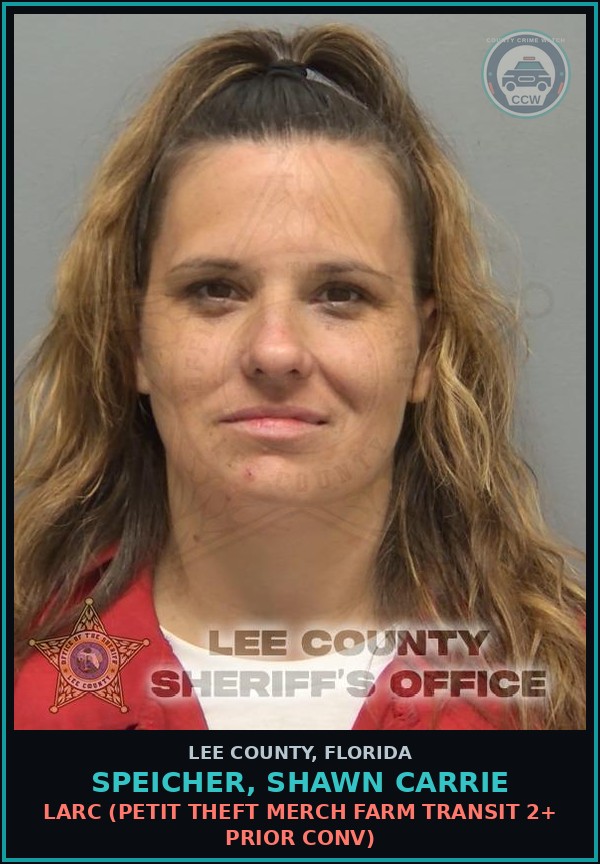Booking mugshot of SPEICHER, SHAWN CARRIE in Lee County