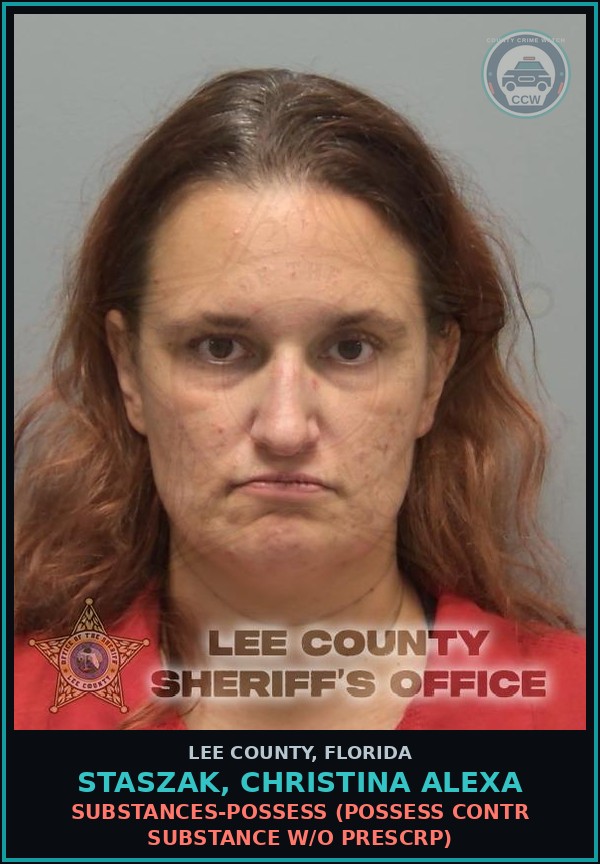 Booking mugshot of STASZAK, CHRISTINA ALEXA in Lee County