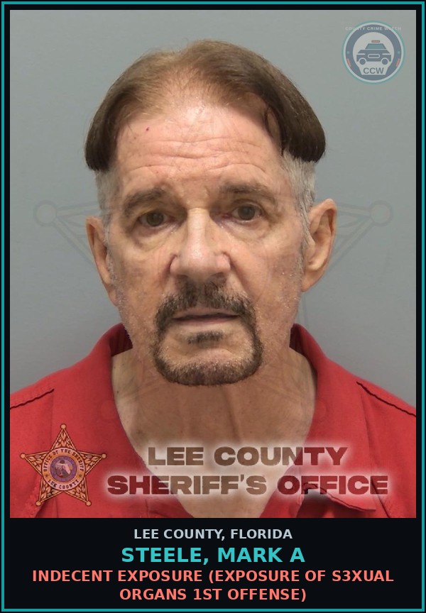 Booking mugshot of STEELE, MARK A in Lee County