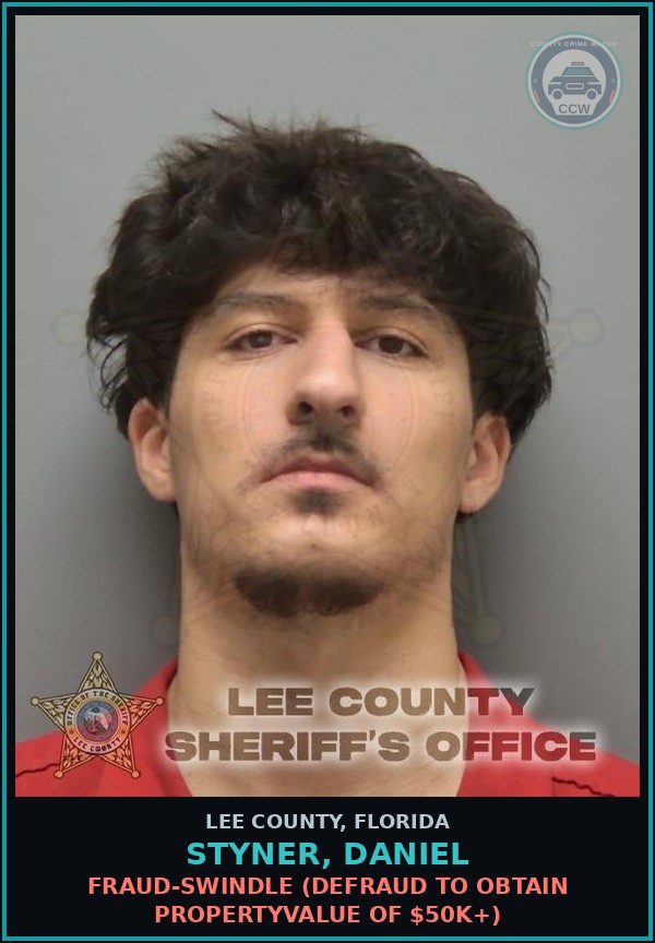 Booking mugshot of STYNER, DANIEL in Lee County