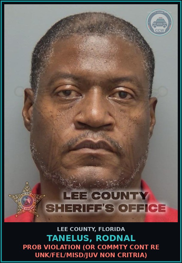Booking mugshot of TANELUS, RODNAL in Lee County