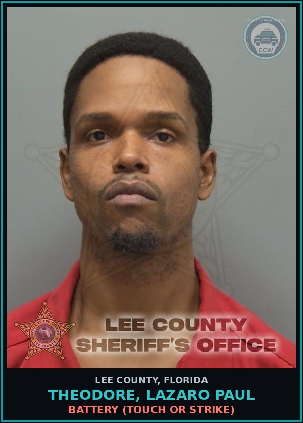 Booking mugshot of THEODORE, LAZARO PAUL in Lee County