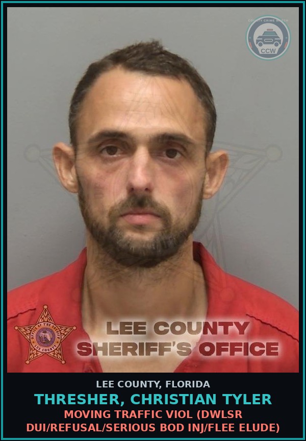 Booking mugshot of THRESHER, CHRISTIAN TYLER in Lee County