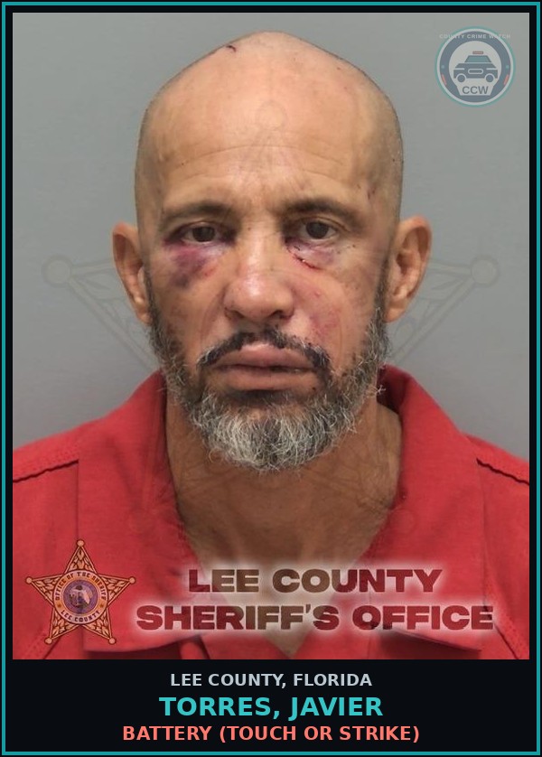 Booking mugshot of TORRES, JAVIER in Lee County