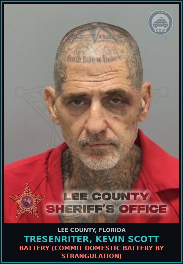 Booking mugshot of TRESENRITER, KEVIN SCOTT in Lee County