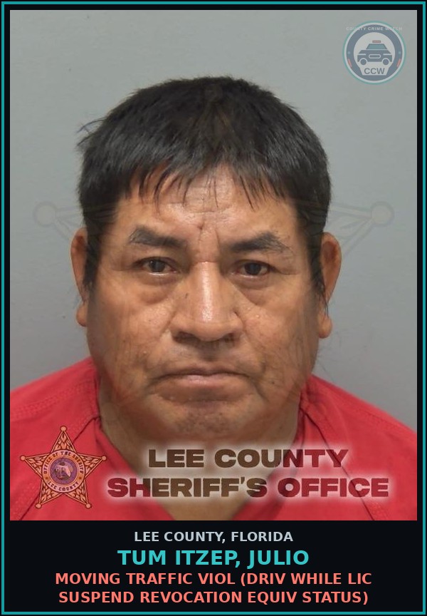 Booking mugshot of TUM ITZEP, JULIO in Lee County
