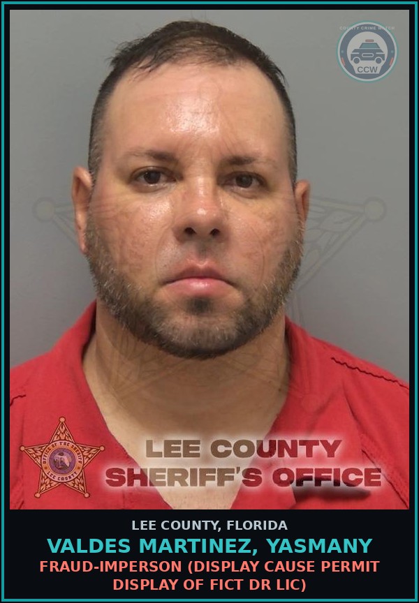 Booking mugshot of VALDES MARTINEZ, YASMANY in Lee County