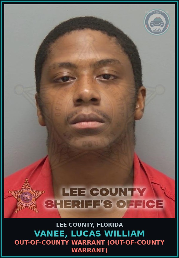 Booking mugshot of VANEE, LUCAS WILLIAM in Lee County