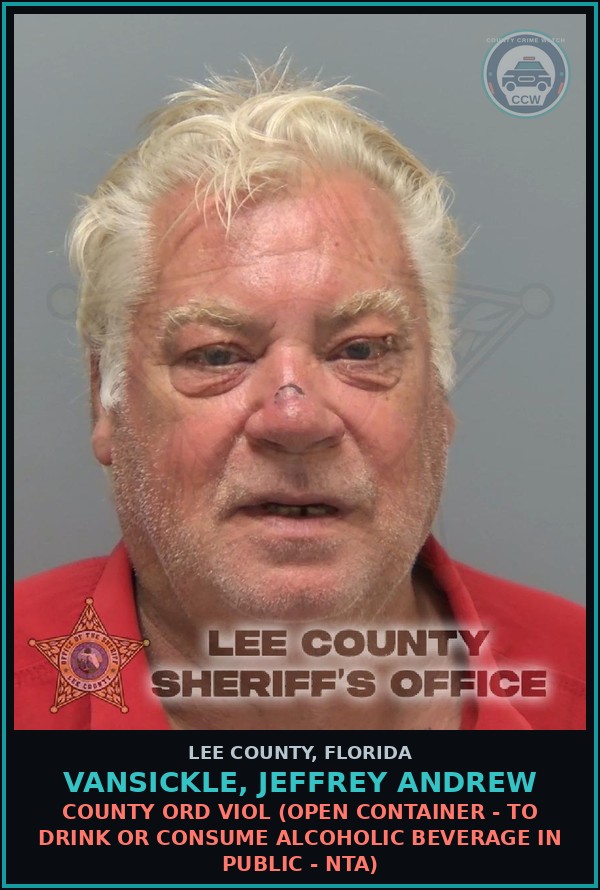 Booking mugshot of VANSICKLE, JEFFREY ANDREW in Lee County