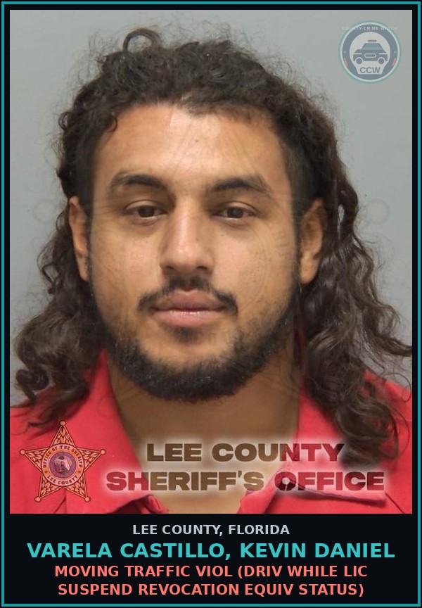Booking mugshot of VARELA CASTILLO, KEVIN DANIEL in Lee County