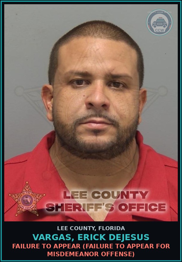 Booking mugshot of VARGAS, ERICK DEJESUS in Lee County
